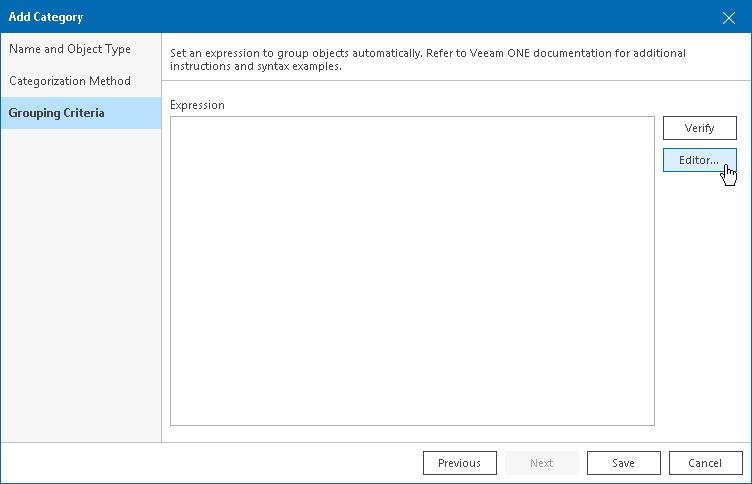 Categorization with Grouping Expressions