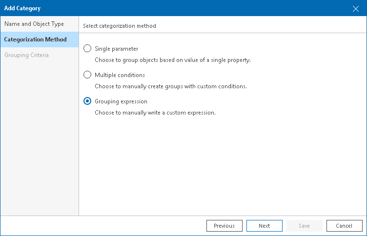 Categorization with Grouping Expressions