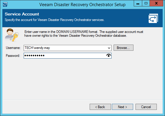 Step 6. Specify Service Account Credentials