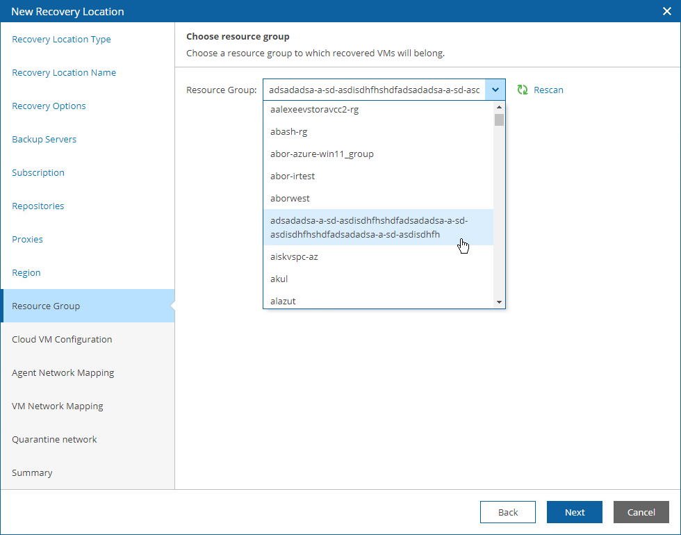 Adding Recovery Location