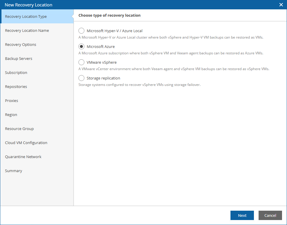 Adding Recovery Location