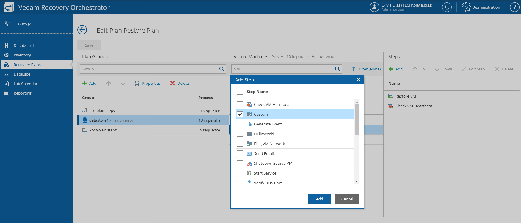 Adding Custom Step to Failover Plan