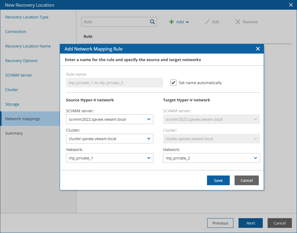 Adding Recovery Location