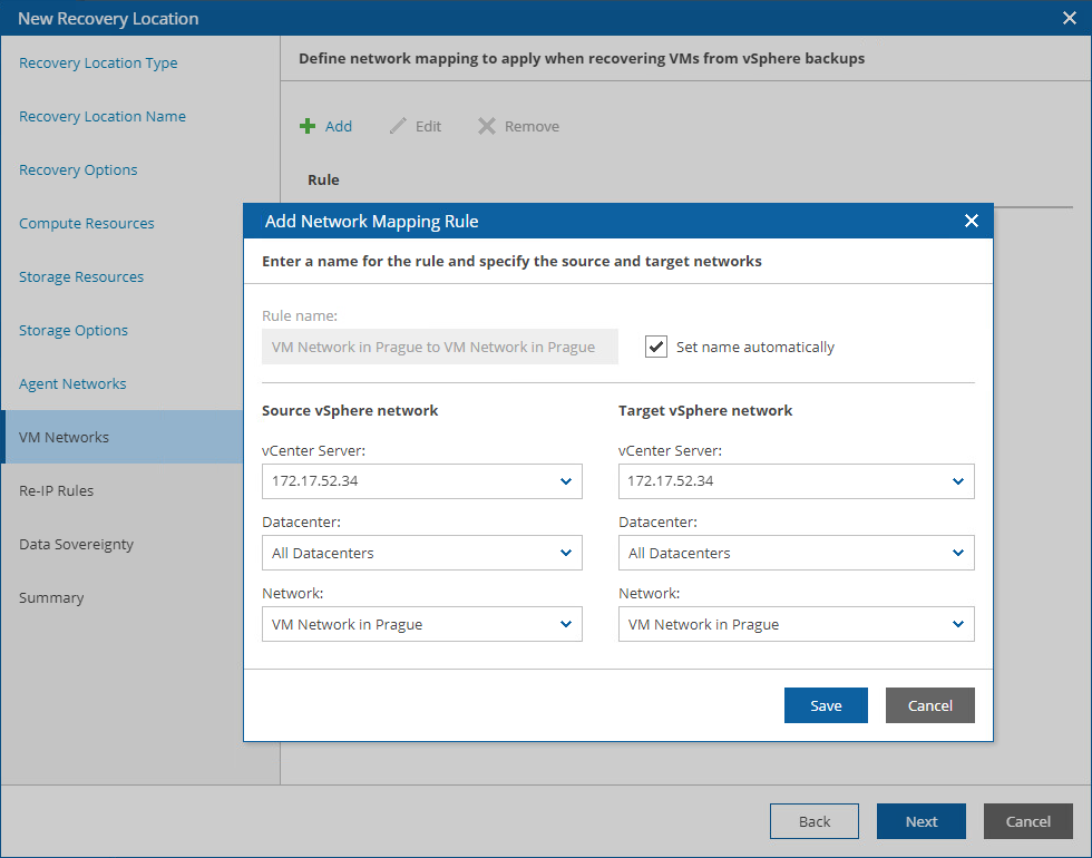 Adding Recovery Location