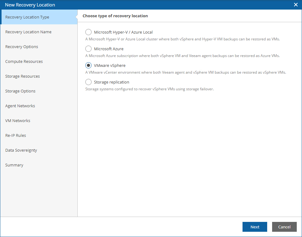 Adding Recovery Location