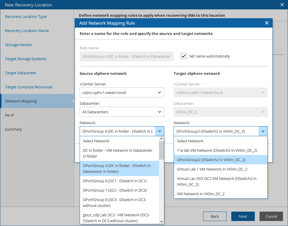 Adding Recovery Location