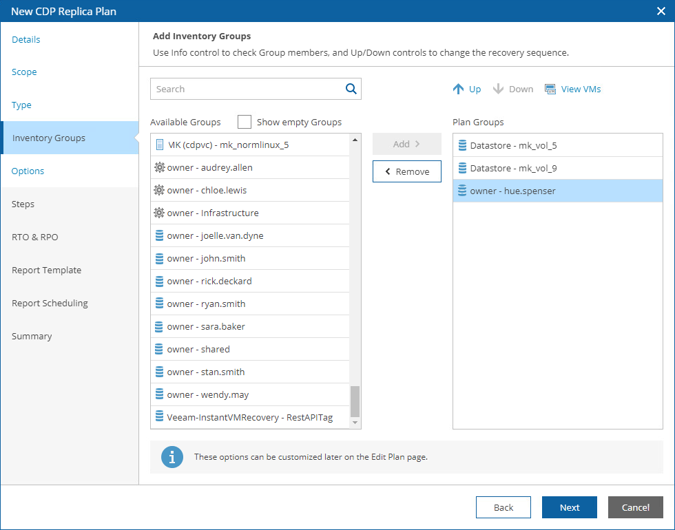 Creating CDP Replica Plan