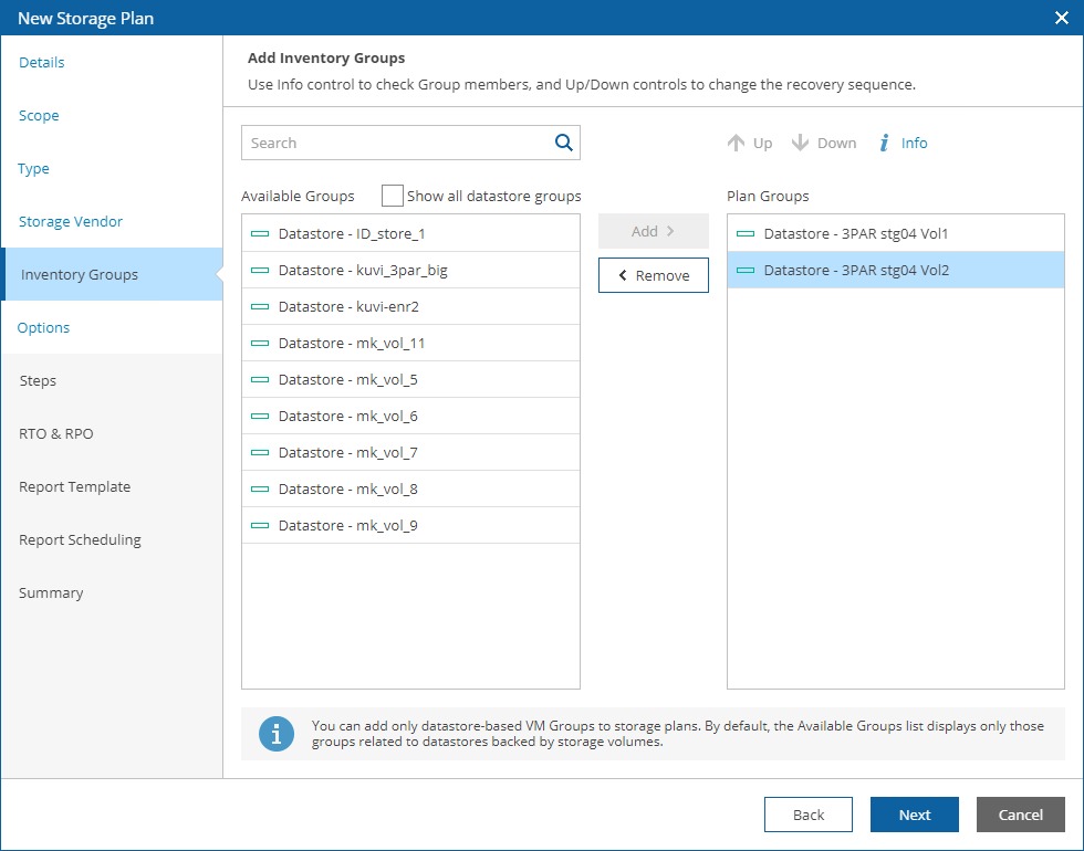 Creating Storage Plan