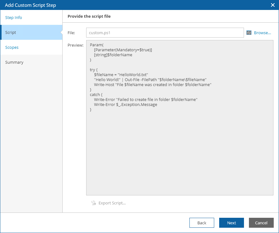 Creating Custom Script Step