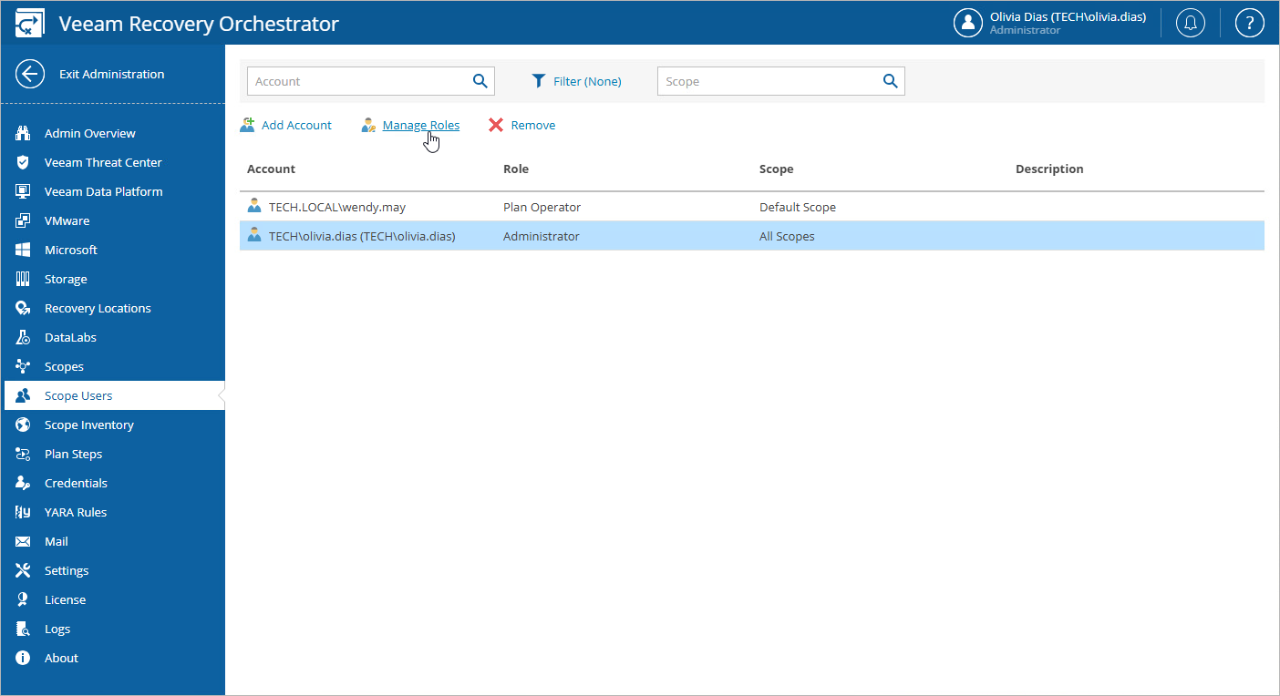 Editing User Account