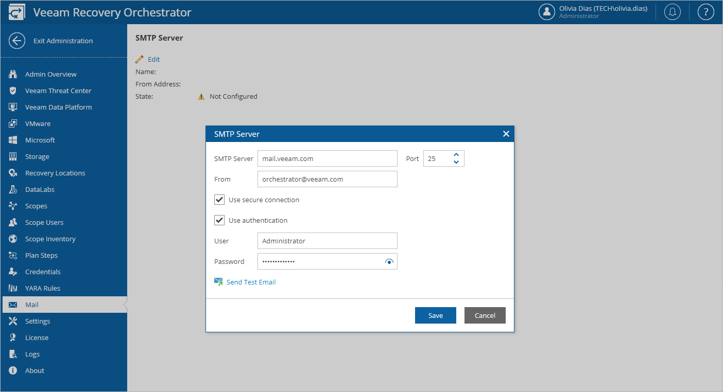 Specifying SMTP Settings