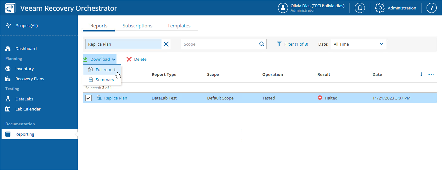 Viewing DataLab Test Report