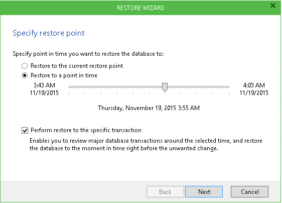Restoring a Database to Specific Transaction