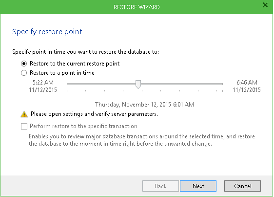 Scenario 2: Restoring a Database to Specific Point in Time