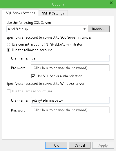 Configuring Staging SQL Server Settings