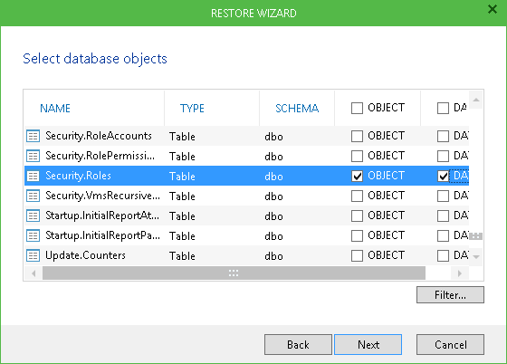 Restoring Database Schema and Data