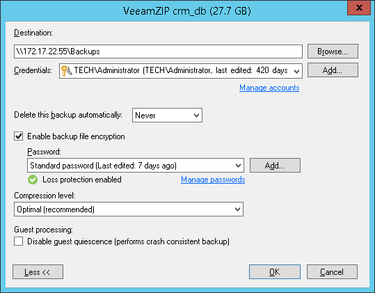 Creating VeeamZIP Files for VMware VMs