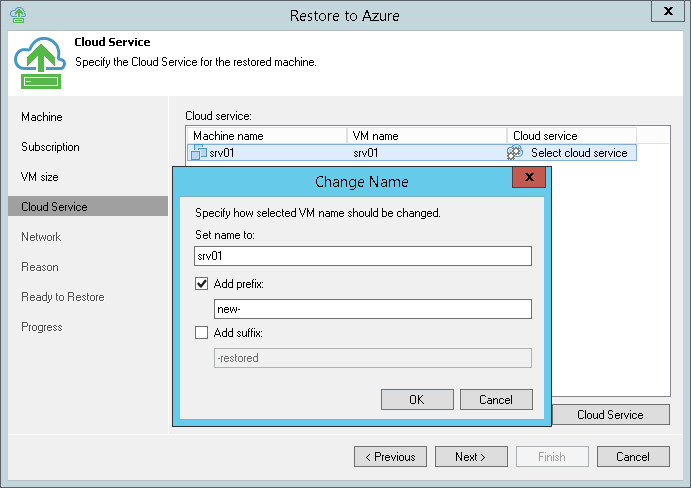 Step 5. Specify VM Name and Cloud Service