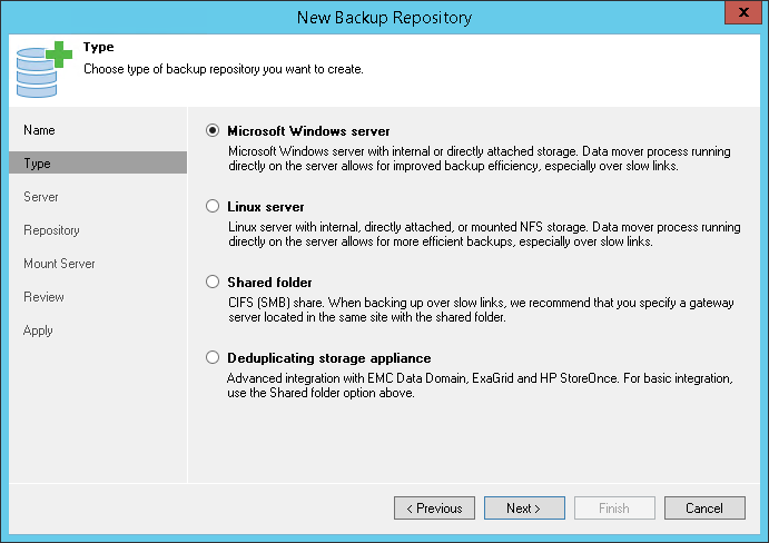Step 3. Choose Type of Backup Repository