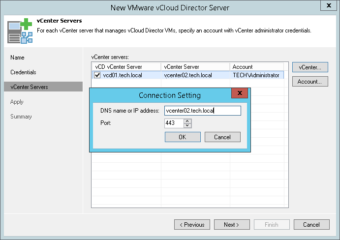 Step 4. Specify Credentials for Underlying VMware vCenter Servers