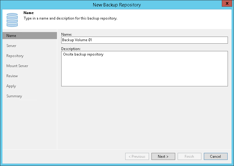 Step 2. Specify Backup Repository Name and Description