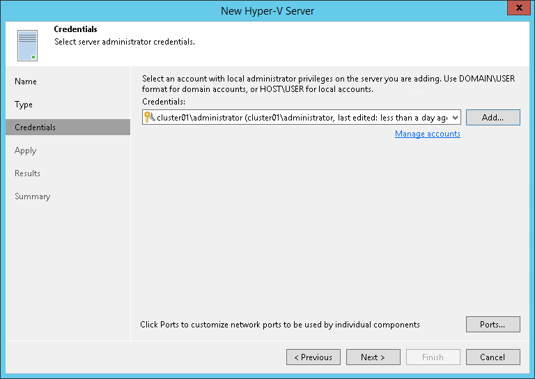 Step 4. Specify Credentials