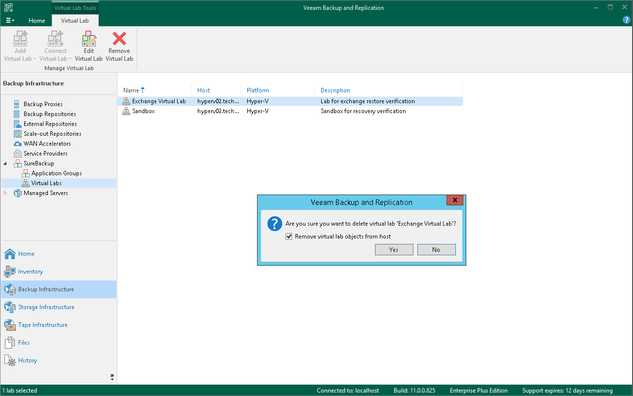 Editing and Deleting Virtual Labs