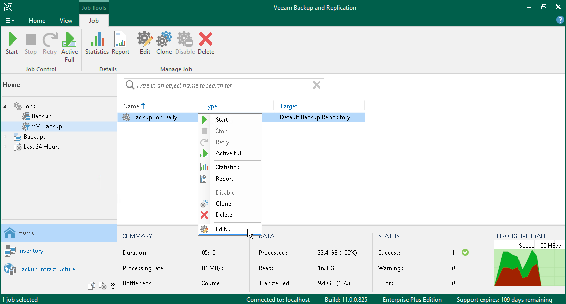 Editing Job Settings