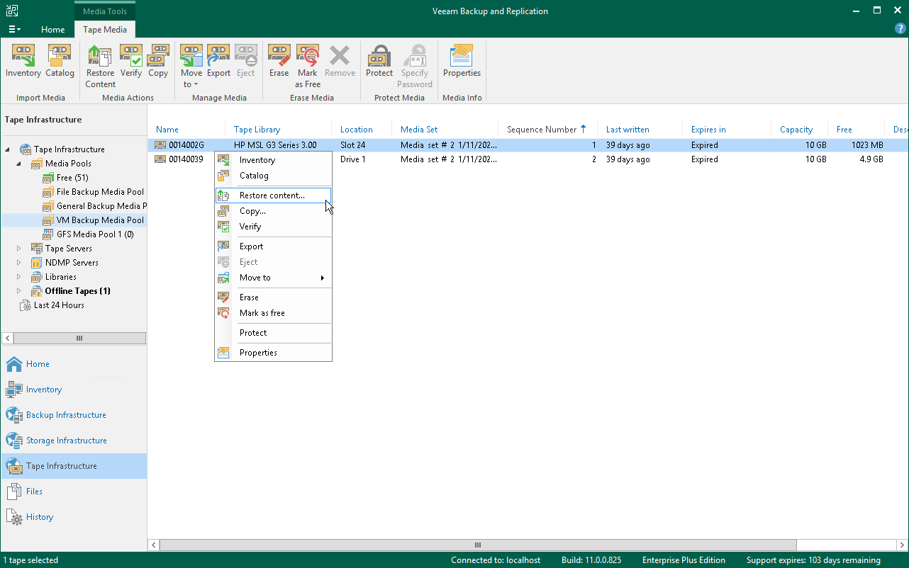 Step 1. Launch Restore from Tape Wizard