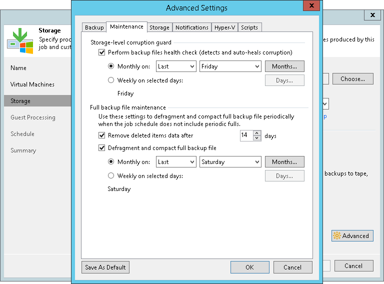 Maintenance Settings