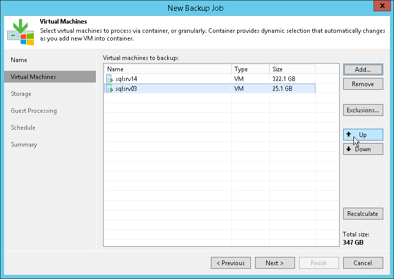 Step 5. Define VM Backup Order