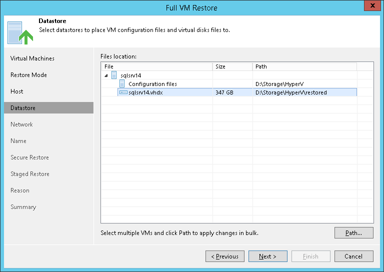 第6步。选择目标数据存储