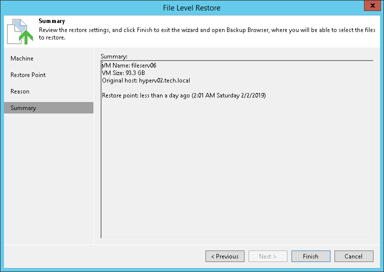 第5步。验证还原设置