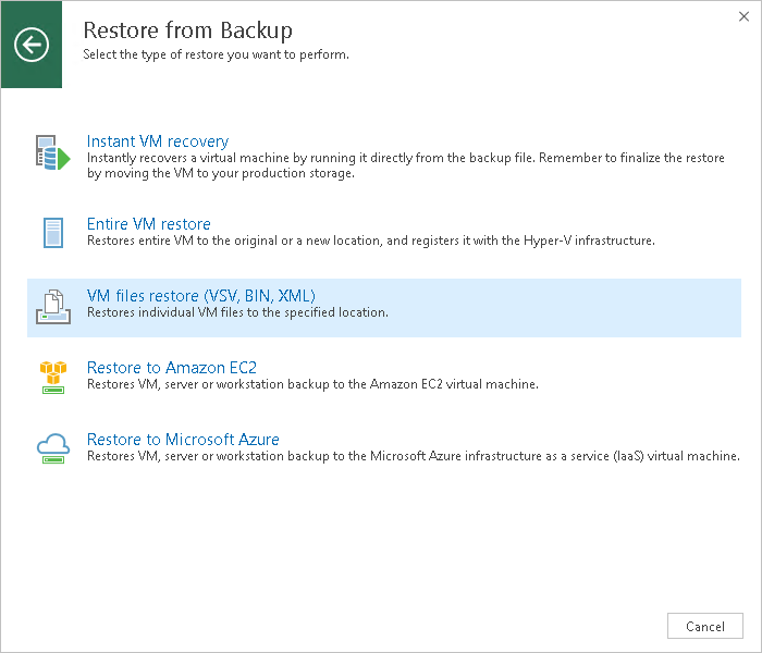 第 1 步启动Hyper-V还原向导