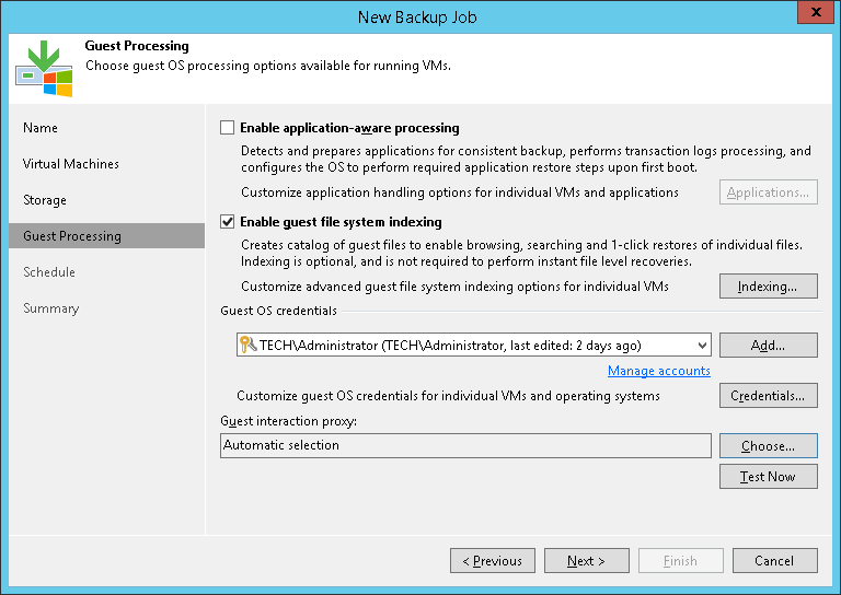 VM Guest OS File Indexing