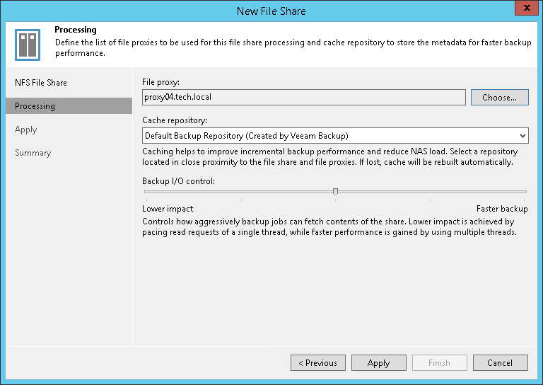 Specify Processing Settings for NFS File Share Step 4. Specify File Share Processing Settings