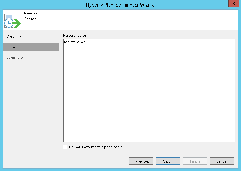 Step 3. Specify Failover Reason