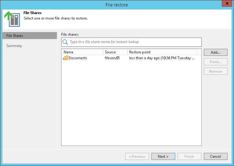 Select an Object to Restore Step 2. Select Object to Restore