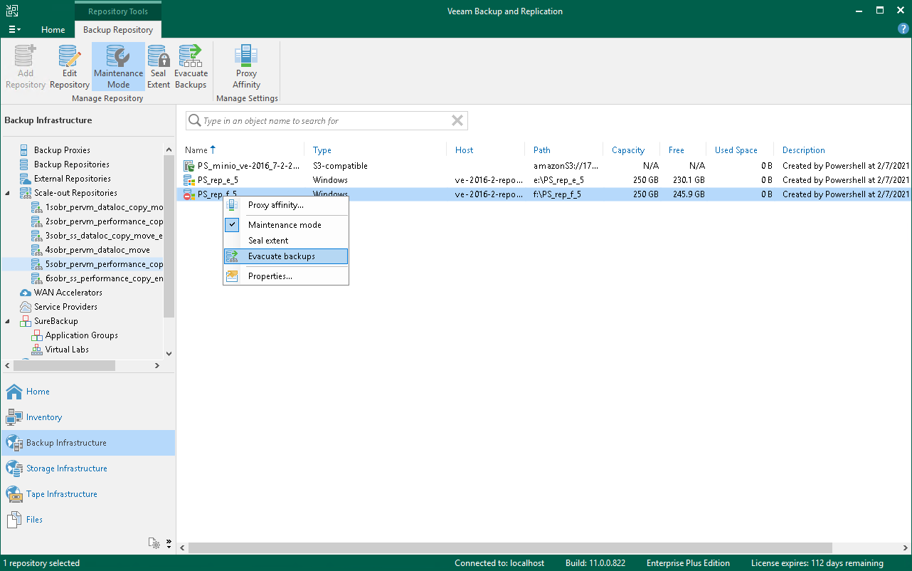 Evacuating Backups from Extents