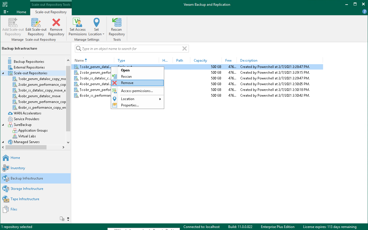 Removing Scale-Out Backup Repositories