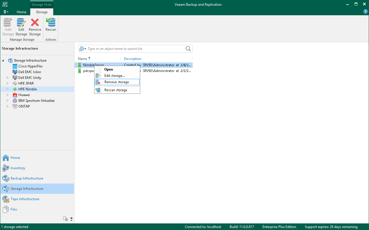 Removing Storage Systems