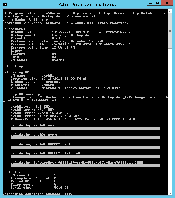 使用Veeam Backup Validator