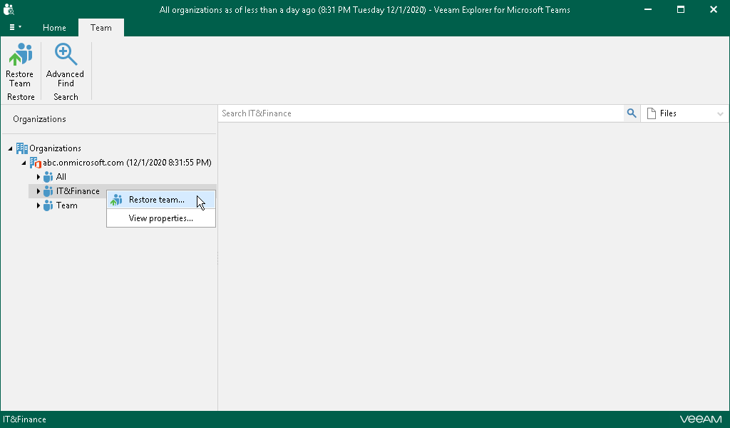 恢复Microsoft Teams项目