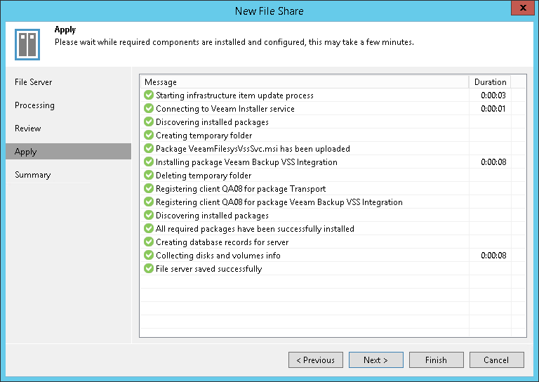 Assess Results of Managed Server Share Addition Step 5. Apply File Share Settings