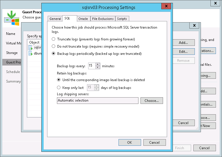 创建应用感知备份作业