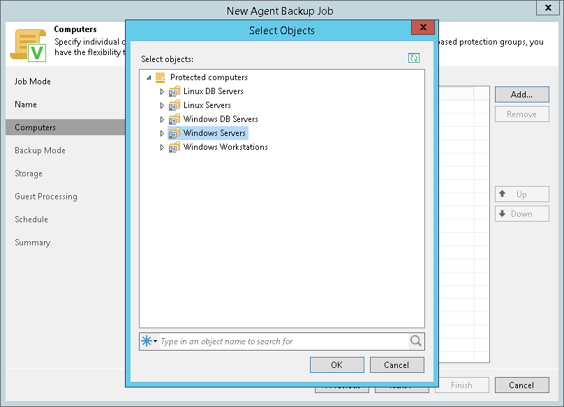 创建Veeam Agent备份作业