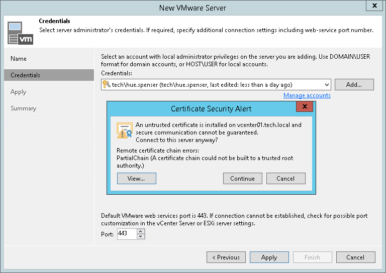 Step 3. Specify Credentials