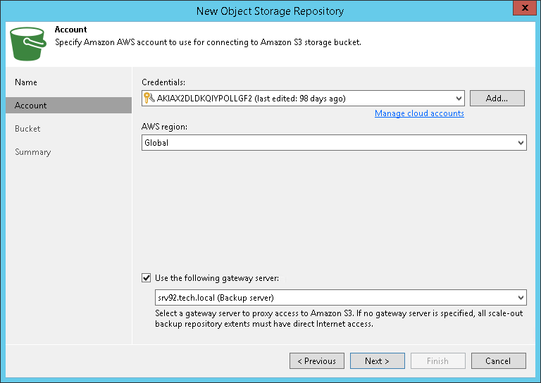 Specify Repository Account