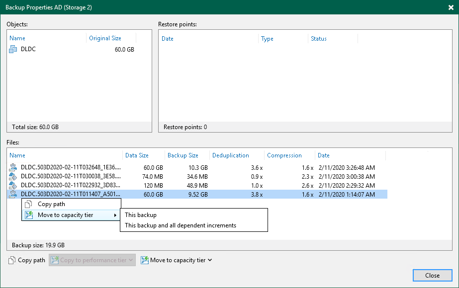 Manually Moving Backups to Capacity Tier