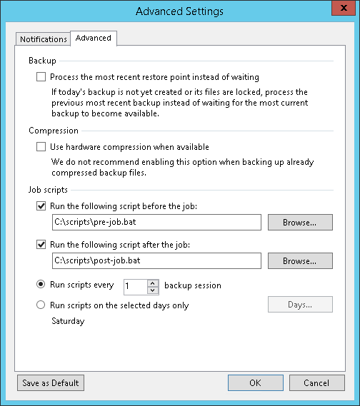 Advanced Settings for GFS Tape Job